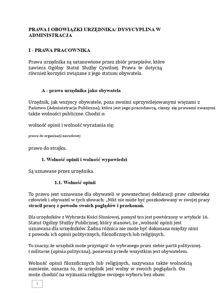 Prawa I Obowiązki Urzędnika | PDF