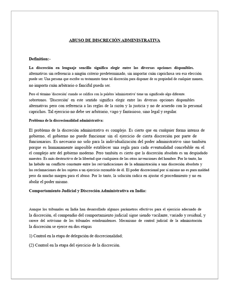 Abuso de Discreción Administrativa en India | PDF | Constitución ...