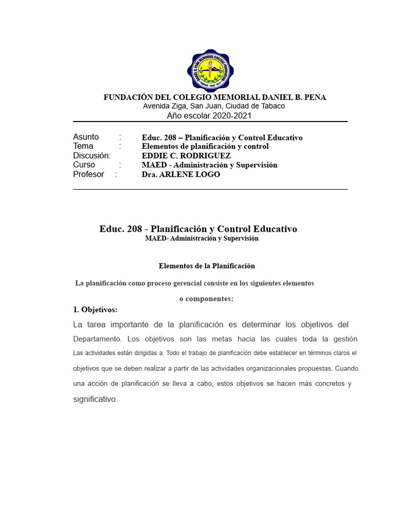 Elementos Clave de Planificación Educativa | PDF | Planificación ...