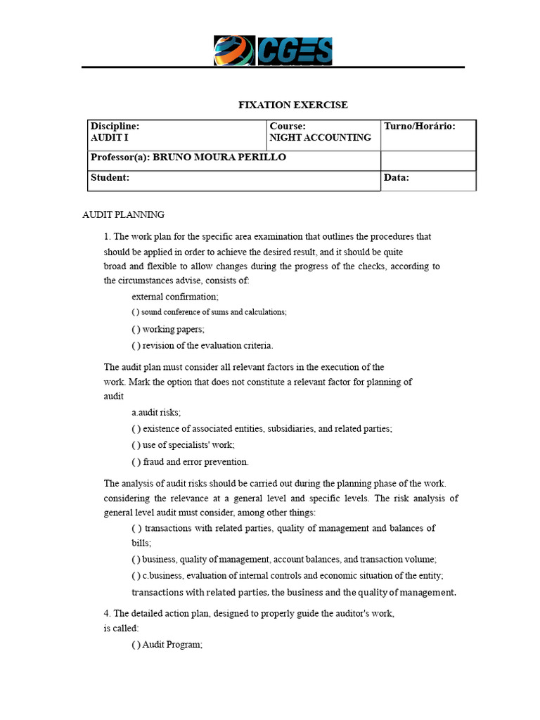Audit Planning and Procedures Overview | PDF | Audit | Internal Control