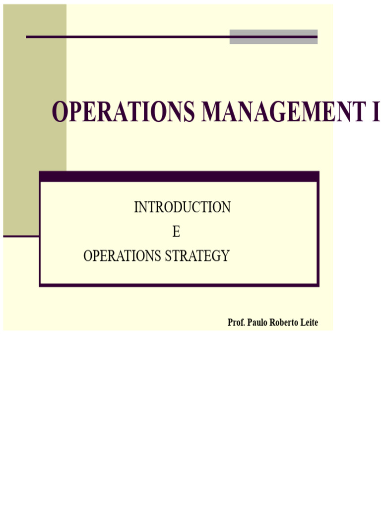 Operations Management Strategies Overview | PDF | Supply Chain | Logistics