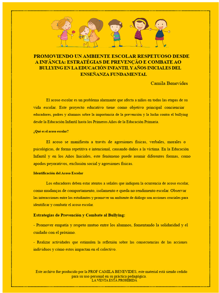 Estrategias contra el Bullying Escolar | PDF | Educación de la primera ...