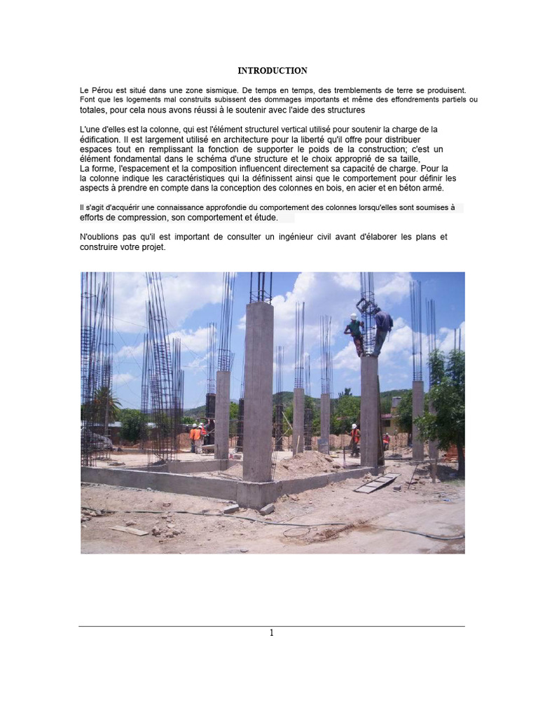 Conception Et Types De Colonnes Structurelles PDF B ton Colonne