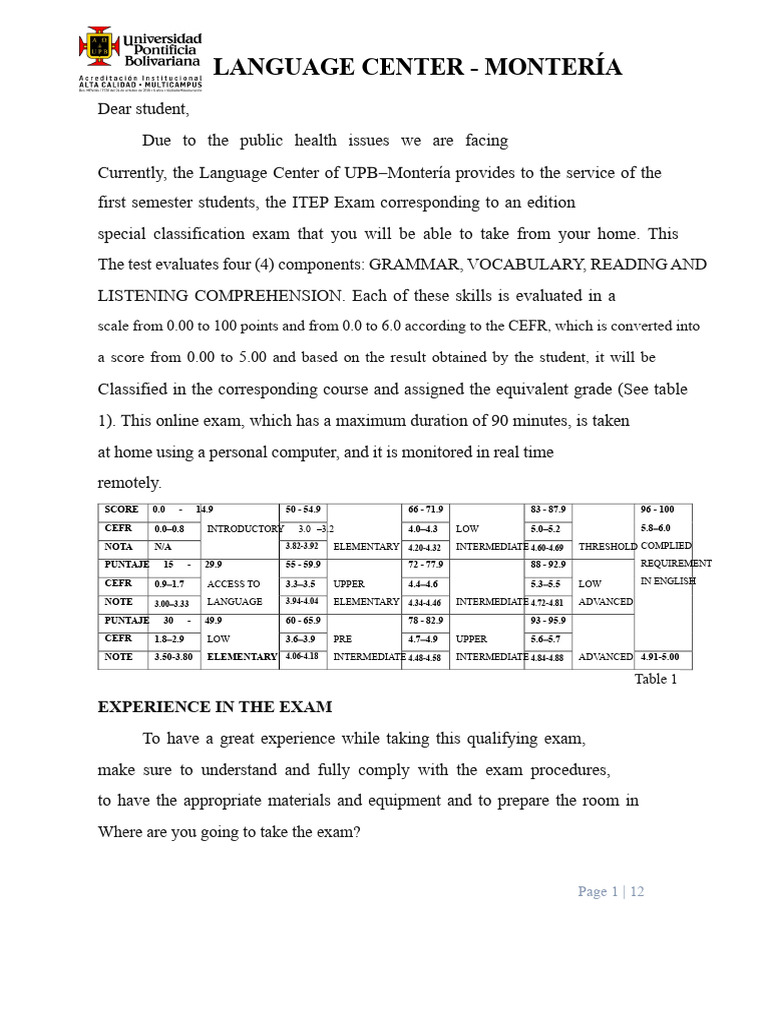 Instruction Manual Classification Exam Itep - 2020 | PDF | Computing
