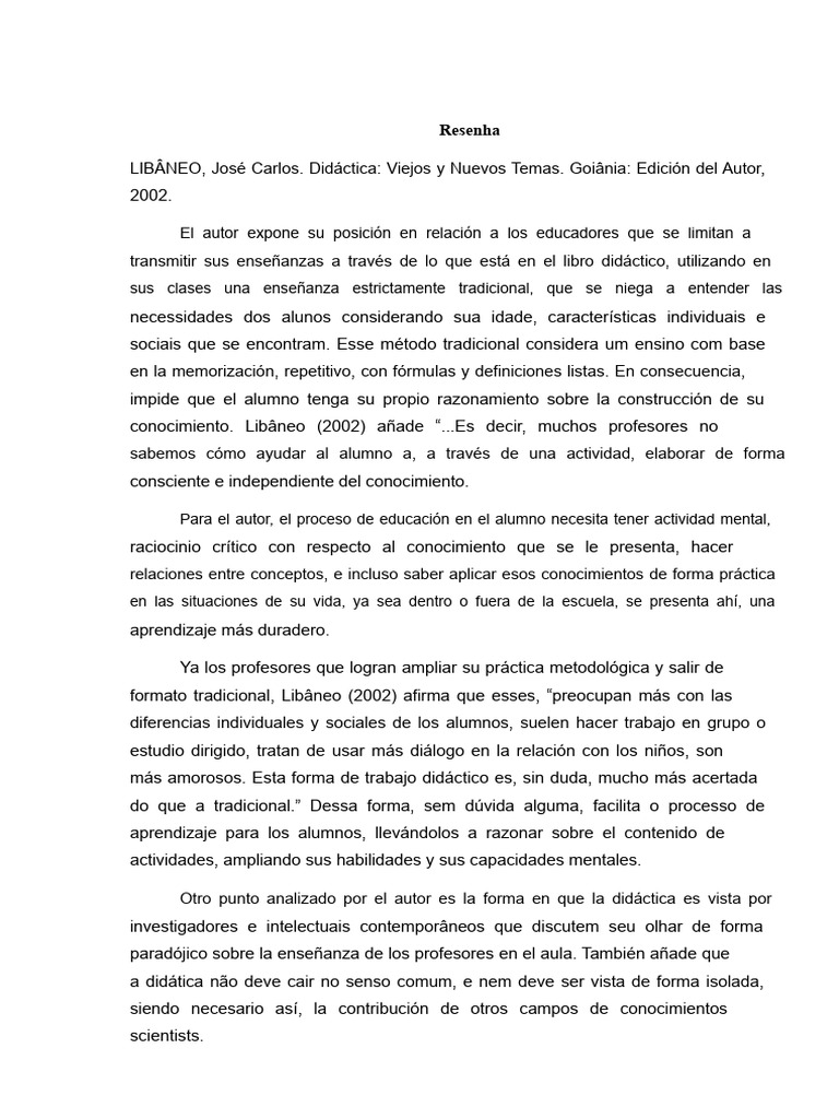 Reseña Sobre La Didáctica | PDF | Enseñando | Conocimiento