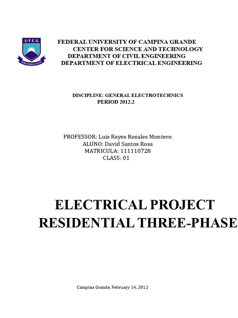 Descriptive Memorial Residential Three Phase Electrical Project Pdf