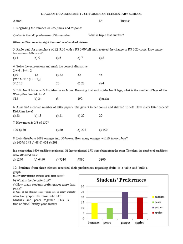 6th Grade Diagnostic Assessment Guide | PDF