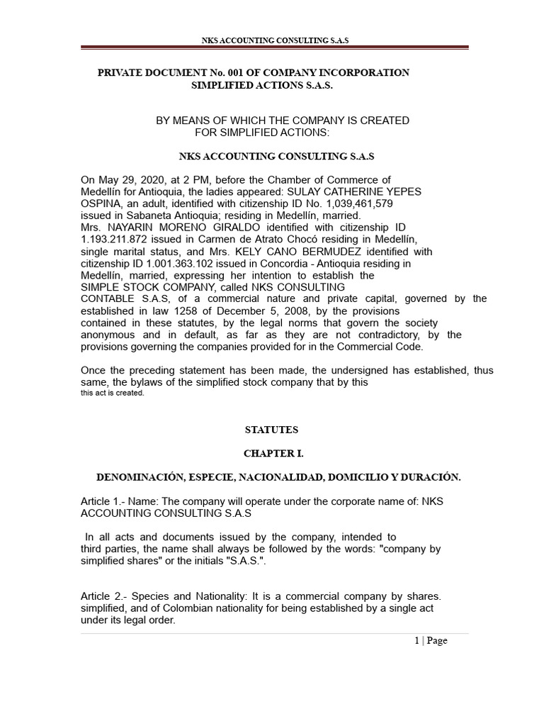 Private Document Constitution Sas. | PDF | Voting | Elections