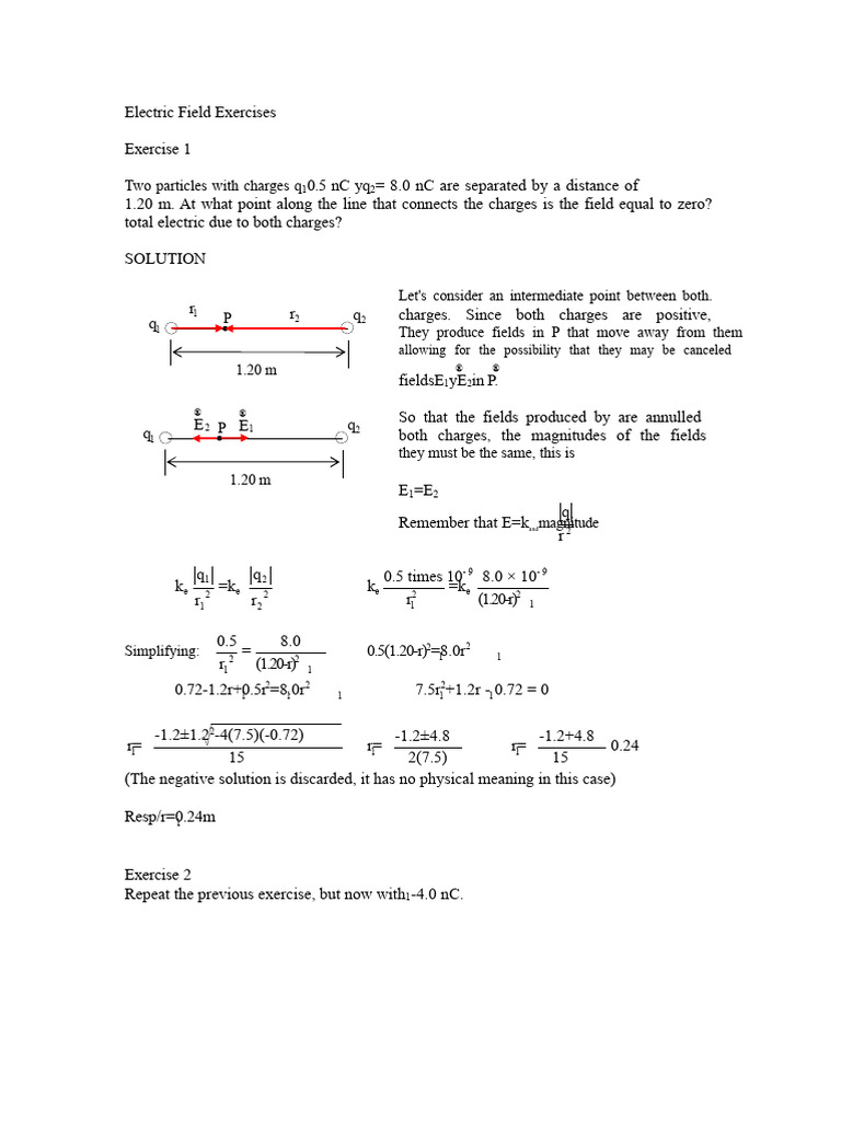 Electric Field Calculations and Exercises | PDF | Electric Field | Physics