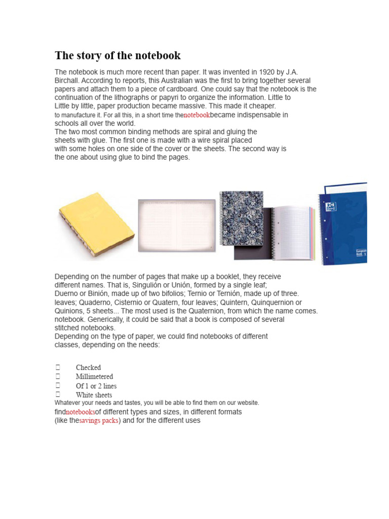 History and Types of Notebooks | PDF