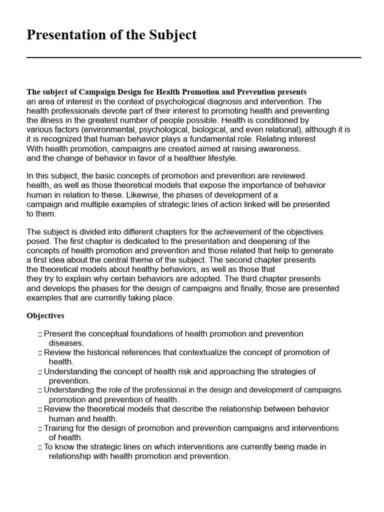 DD348 - Design of health promotion and prevention campaigns | PDF ...
