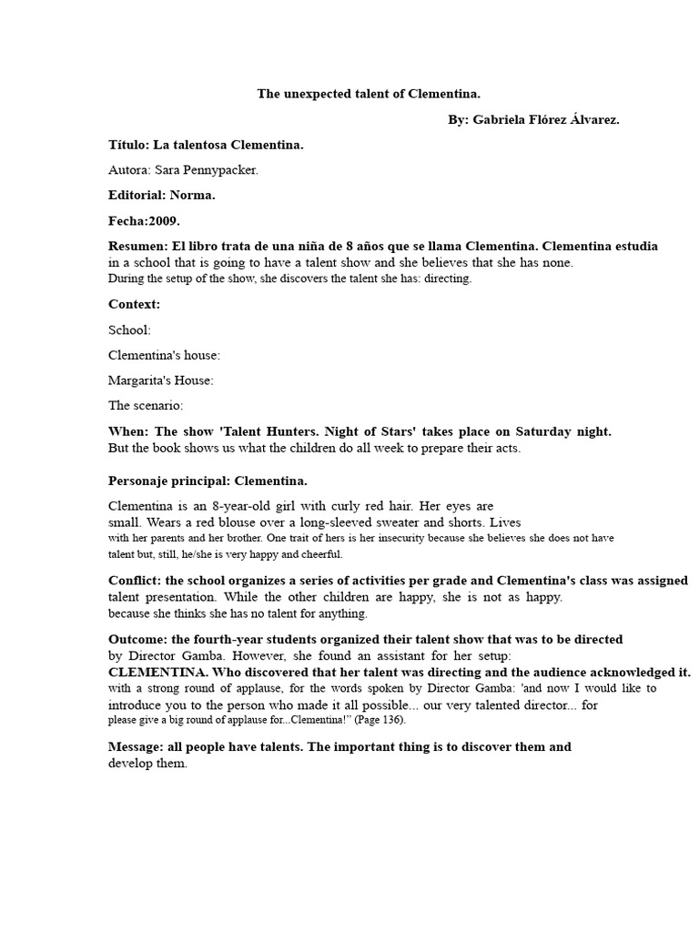 Clementina's Hidden Talent Revealed PDF