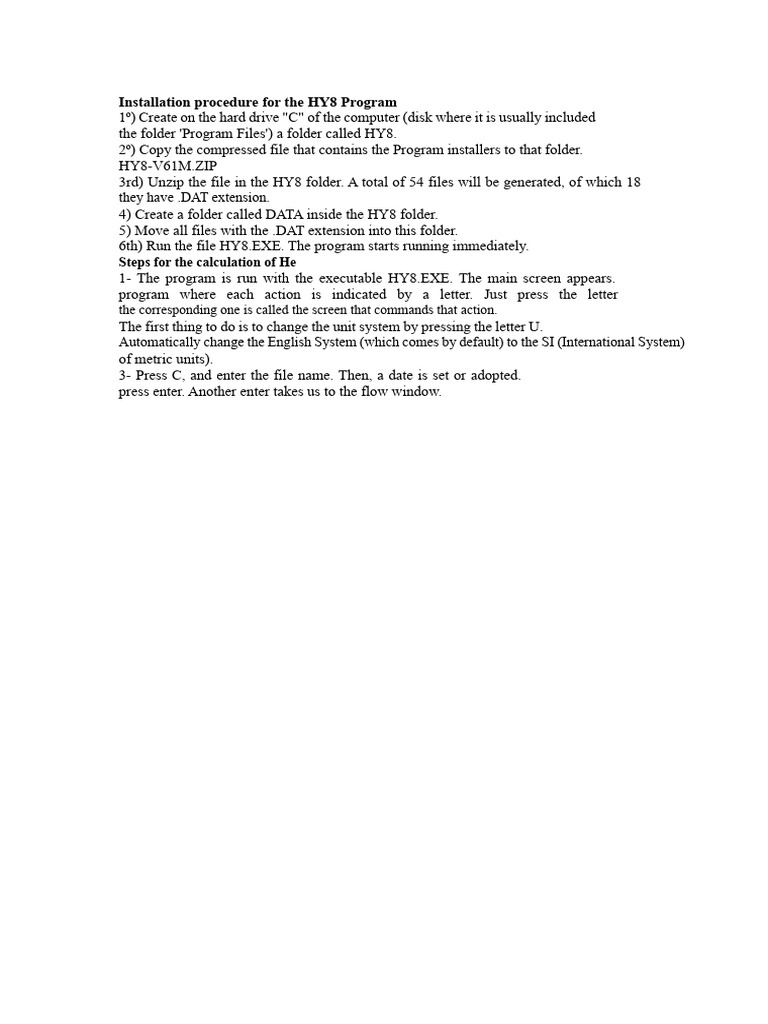 HY8 Program Installation Procedure | PDF | Computer File | Zip (File ...