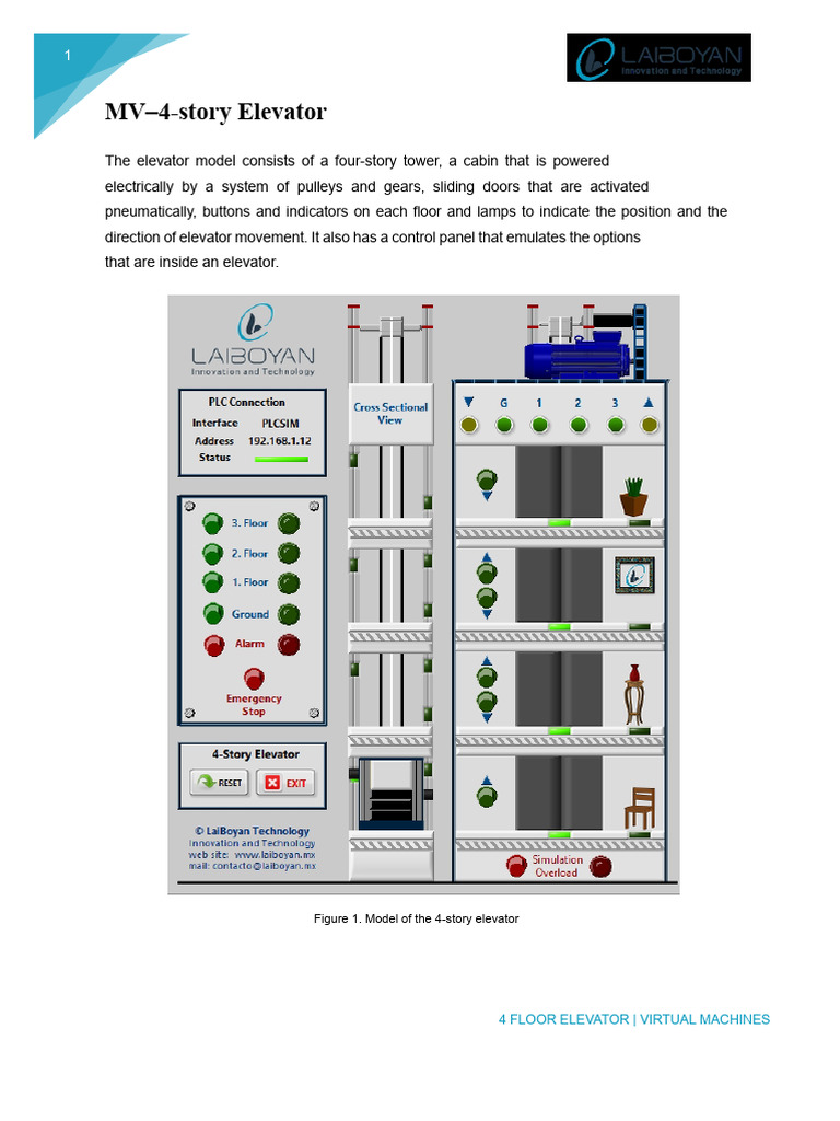4-Story Elevator Simulation Model | PDF | Elevator | Machines