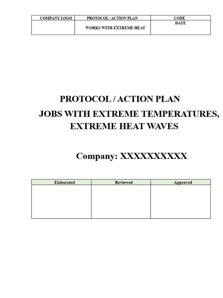 Action Plan Extreme Heat Heat Waves Working in High Temperatures | PDF ...