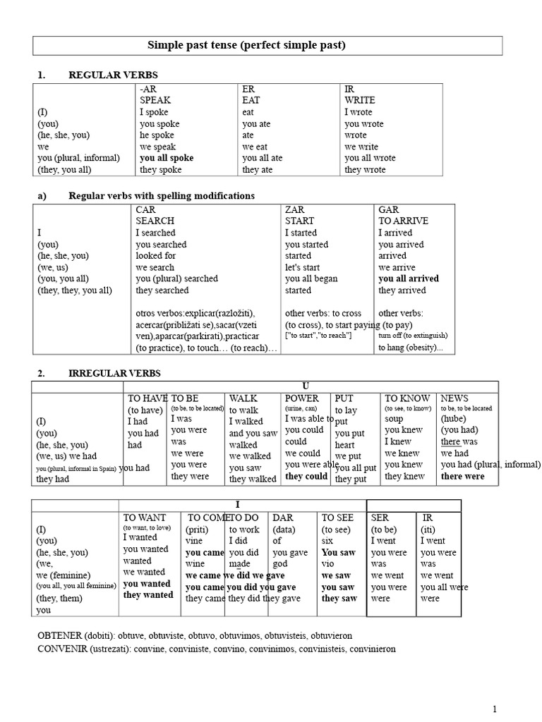 Simple Past Tense: Regular & Irregular Verbs | PDF | Syntax | Linguistics