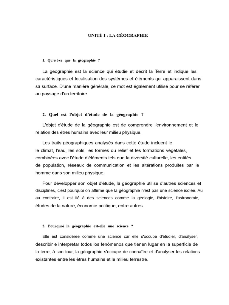 Introduction à la géographie et ses méthodes | PDF | Géographie | Paysage