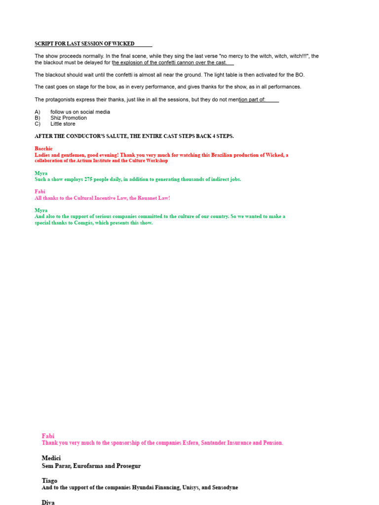 Final Session Script for Wicked 2023 | PDF