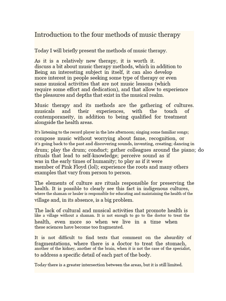 Four Methods of Music Therapy Explained | PDF | Musical Compositions ...