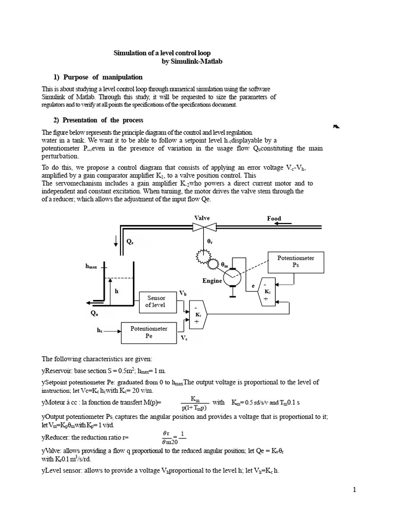 Level Control Loop Simulation in Simulink | PDF | Amplifier | Steady State