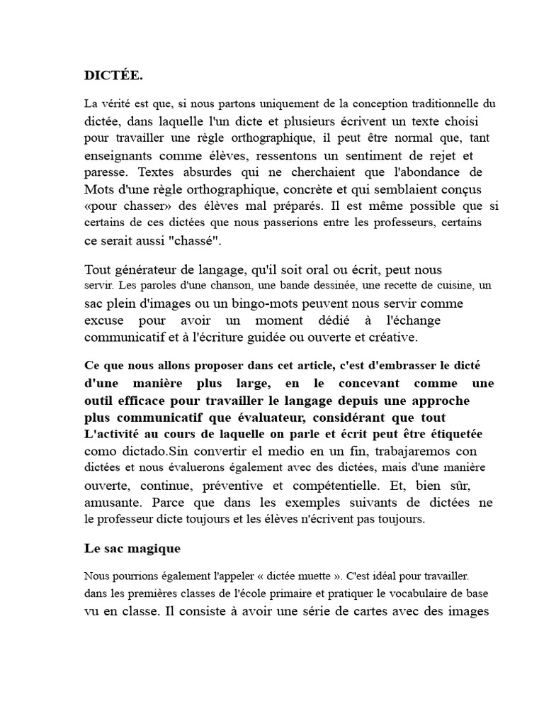 Nouvelles Approches de la Dictée en Classe | PDF
