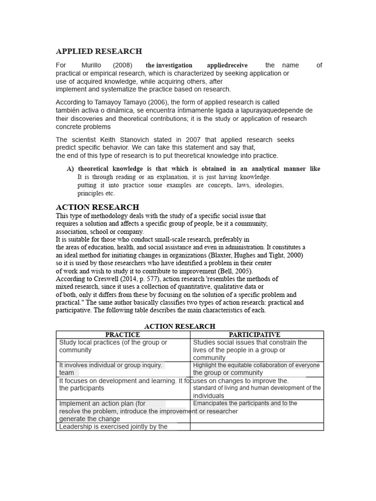 Applied Research - Action Research | PDF | Action Research | Methodology