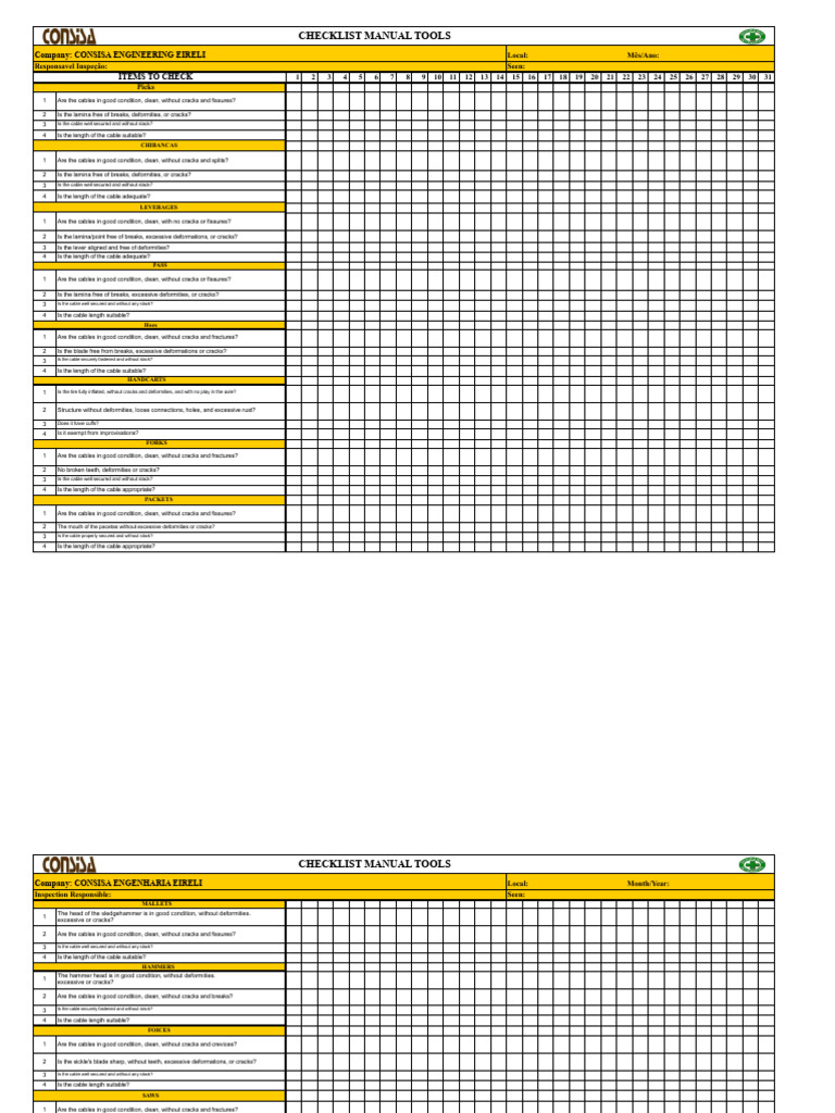 Check List - HAND TOOLS - New Model 07-29-17 Rev.02 | PDF | Hammer | Tools