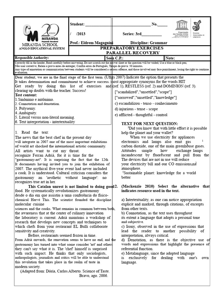 Grammar Preparatory Exercises Guide | PDF | Adverb | Semantics