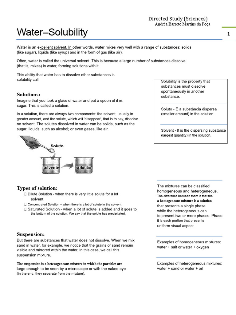 Solubility | PDF | Mixture | Materials