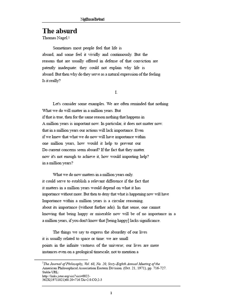Understanding Life's Absurdity: Nagel's Insights | PDF | Certainty ...