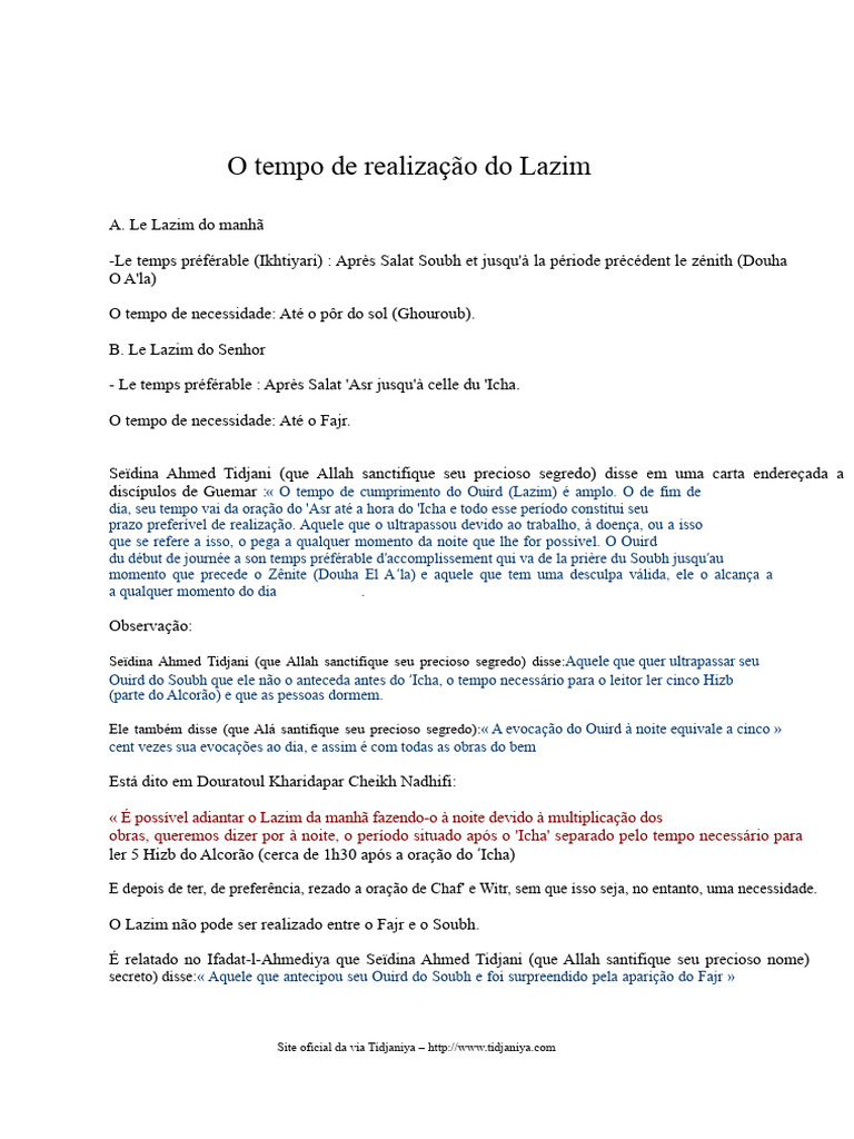 Tempo de Realização do Lazim | PDF | Tempo