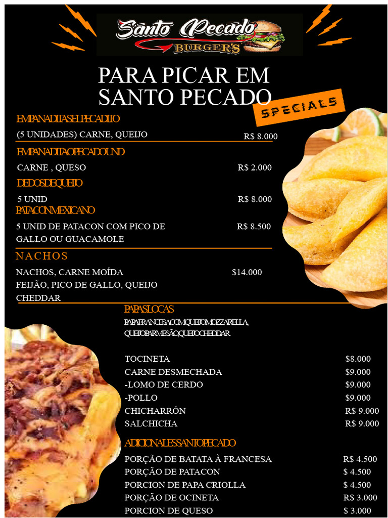 Menu Variado do Santo Pecado | PDF | Alimentos | Culinária