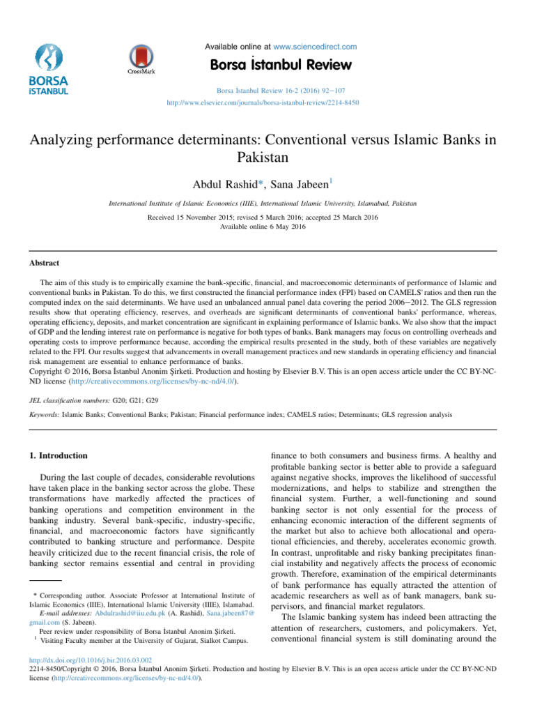 Performance Factors in Pakistani Banks | PDF | Islamic Banking And ...