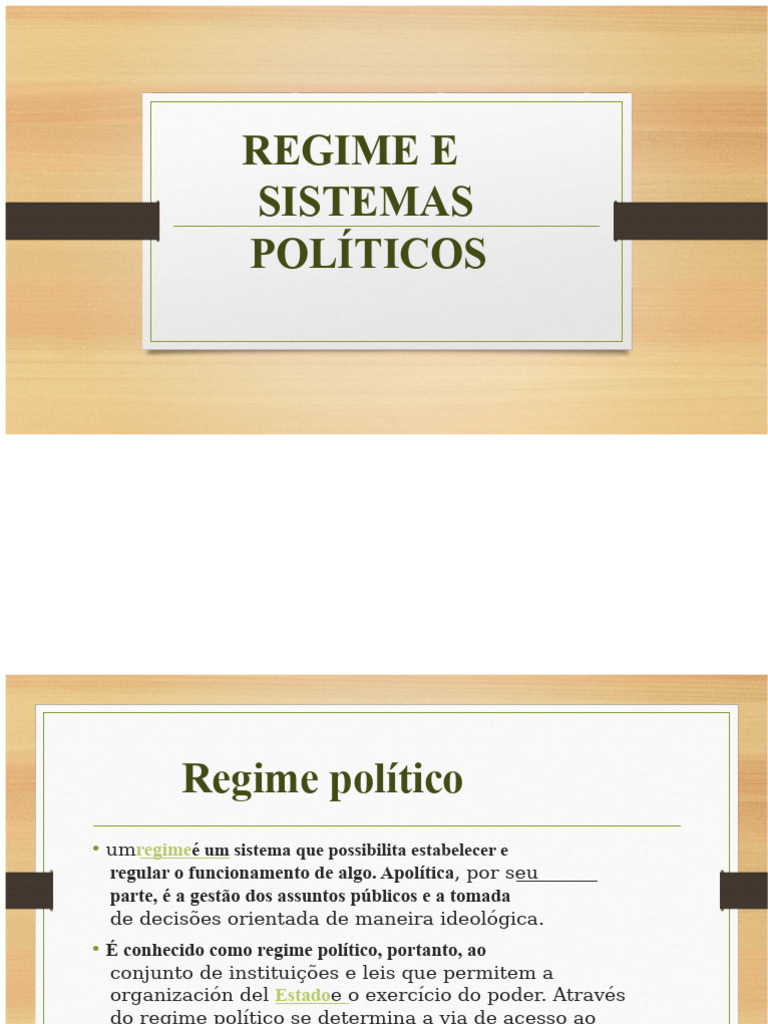 REGIME E SISTEMAS POLÍTICOS.pptx | PDF | Poder (social e político ...