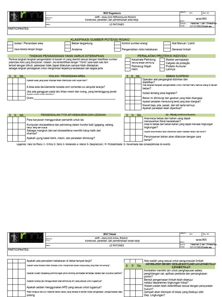 Analisis Risiko Konstruksi APR 001 | PDF