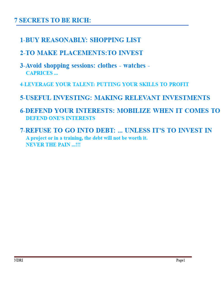 Things To Be Rich | PDF
