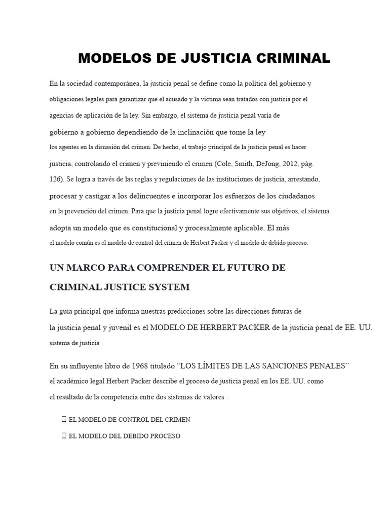Modelos de Justicia Criminal: Packer | PDF | Crímenes | Crimen y violencia