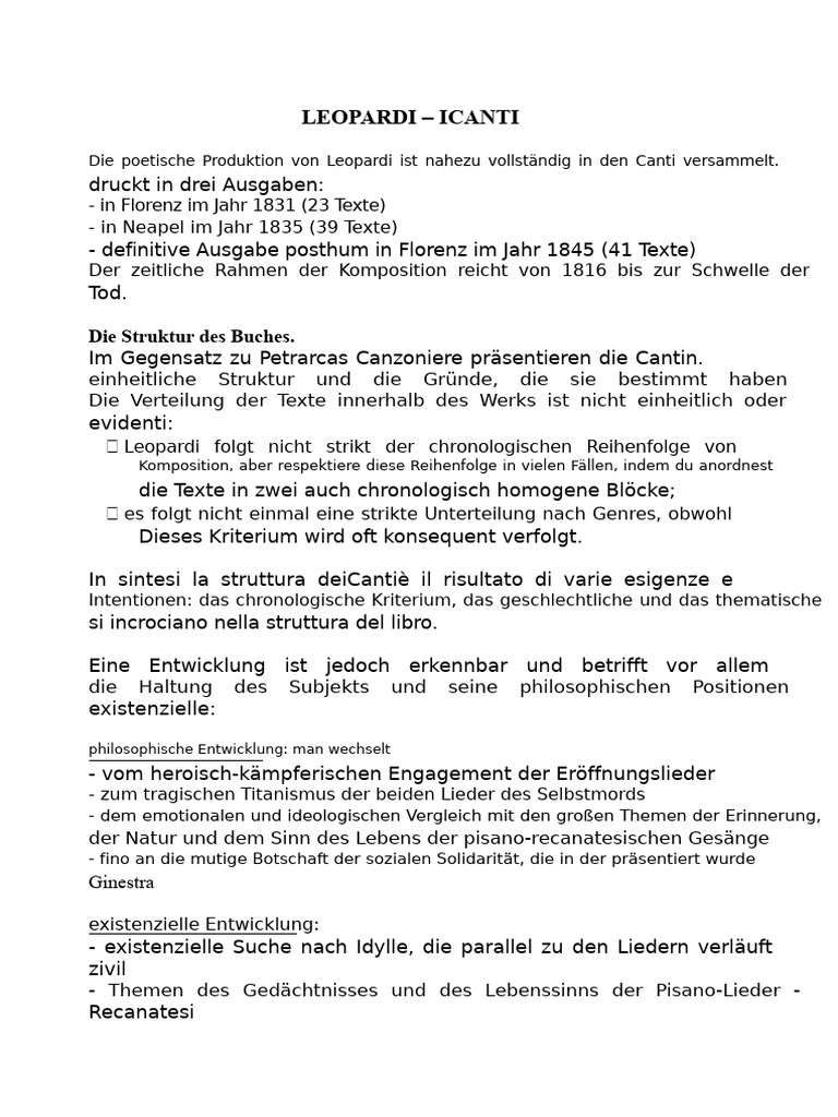 Leopardi - Die Gesänge | PDF