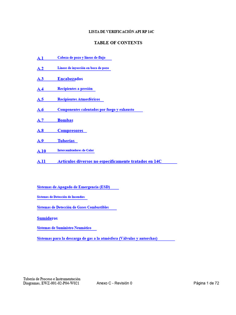 Verificación de Seguridad API RP 14C | PDF | Presión | Gases