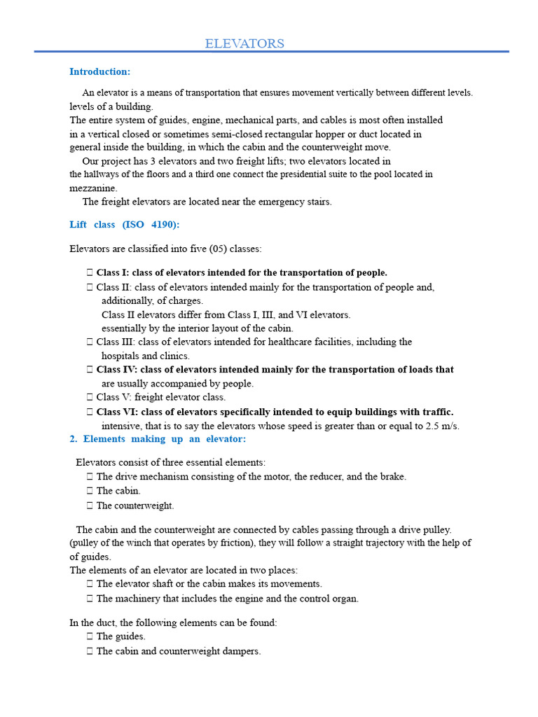 Elevator Types and Specifications Guide | PDF | Elevator | Mechanical ...