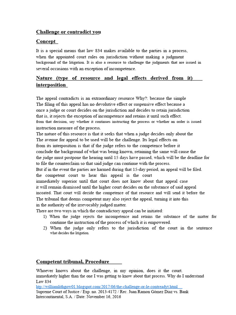 Challenge or Contradict Him/her | PDF | Appeal | Jurisdiction