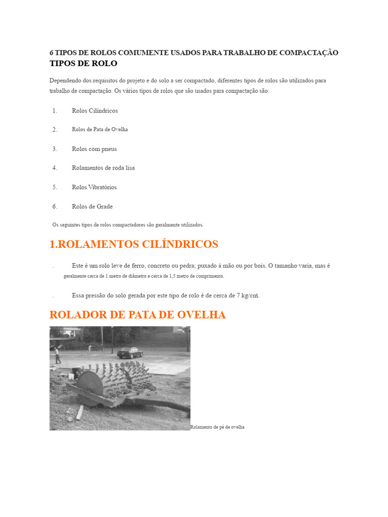 Tipos de Rolos para Compactação de Solo | PDF | Solo | Pressão