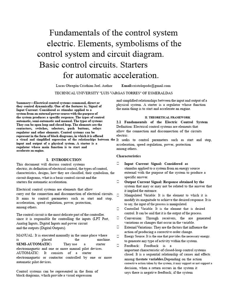 Electrical Control Systems Overview | PDF | Relay | Switch