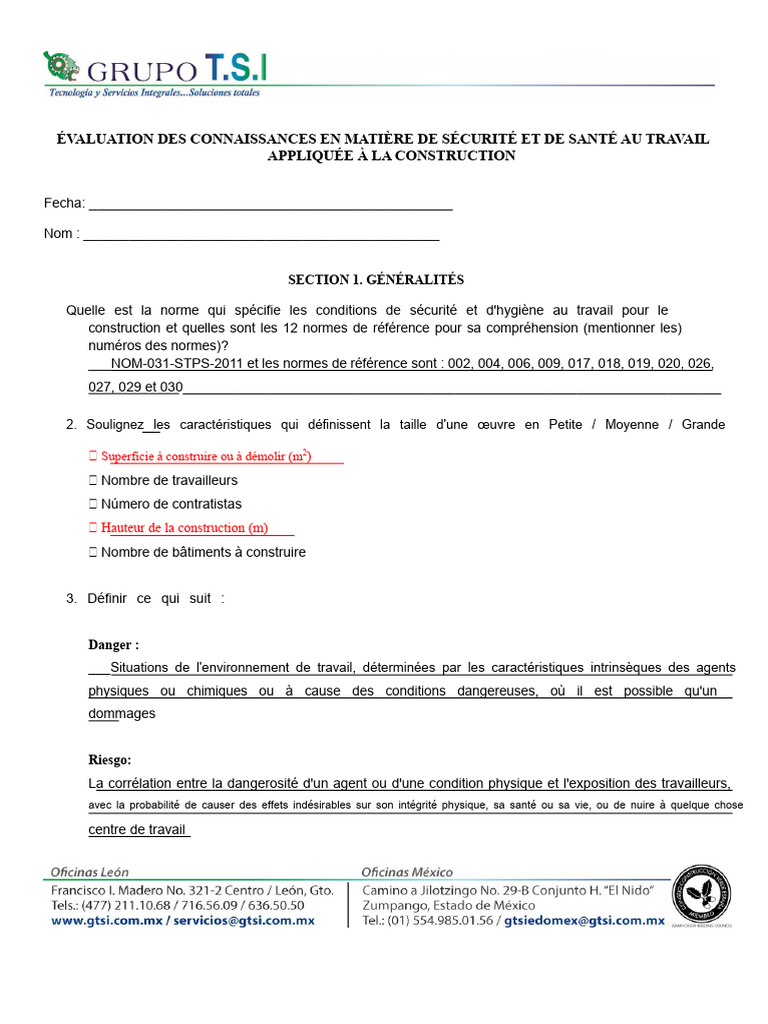 Évaluation de la sécurité au travail en construction | PDF | Soudage ...