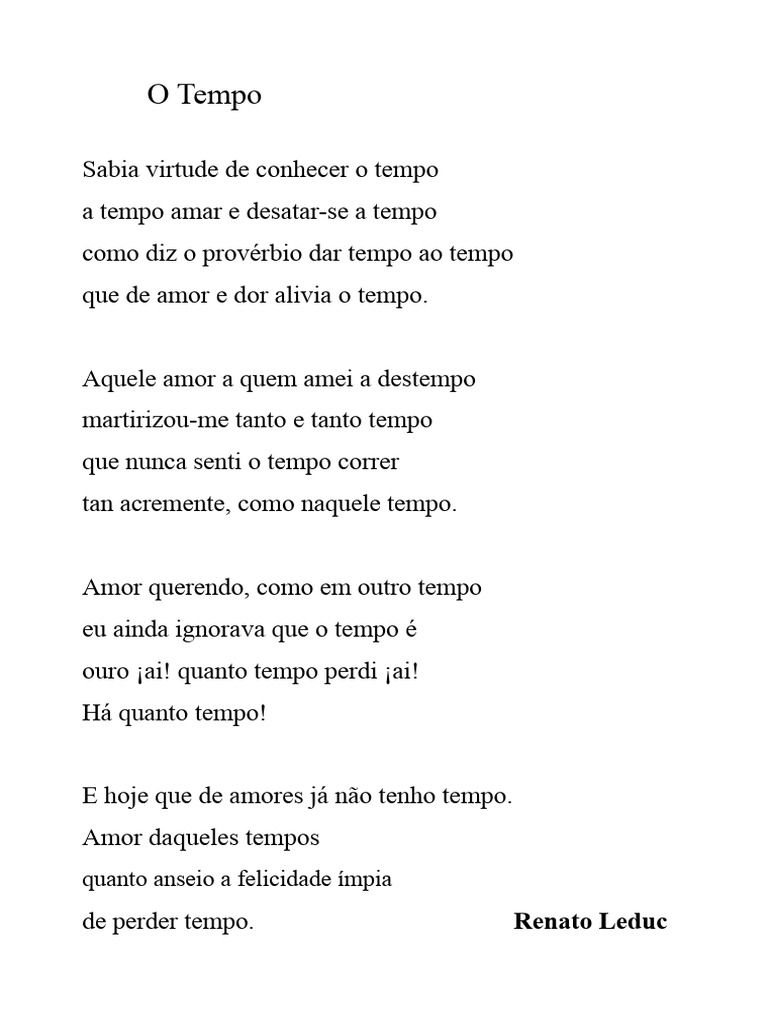 Reflexões sobre o Tempo e o Amor | PDF