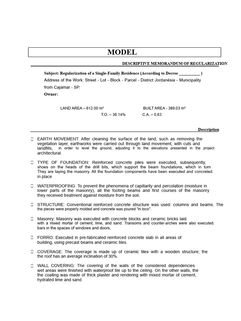Regularization Memo for Single-Family Home | PDF | Concrete | Masonry