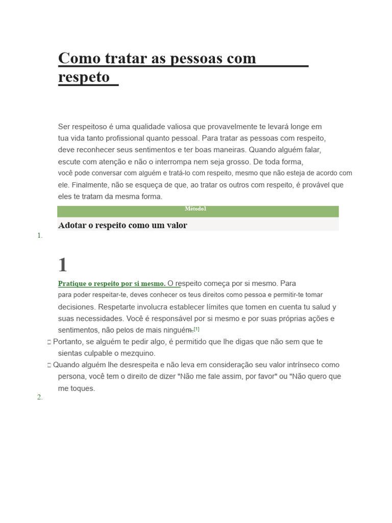 Como Tratar as Pessoas com Respeito | PDF | Sentimento | Intenção