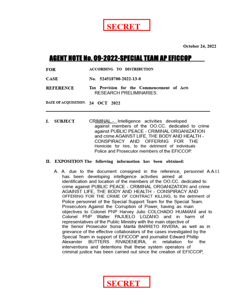 Note From Special Team Agent October 24, 2022 | PDF | Crimes | Crime ...