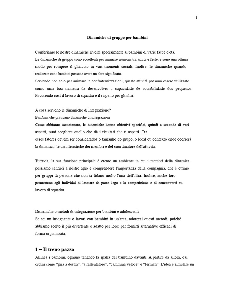 Dinamiche Di Gruppo Per Bambini | PDF