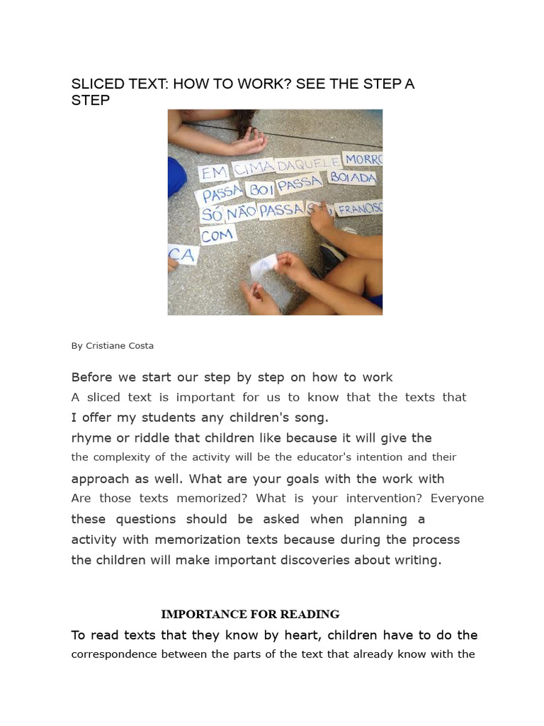 Sliced Text: Step-by-Step Guide | PDF | Linguistics | Behavior Modification
